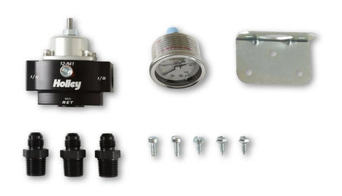 Holley Billet Bypass Fuel Pressure Regulator Kit 4.5-9 Psi - Fittings and Gauge Included