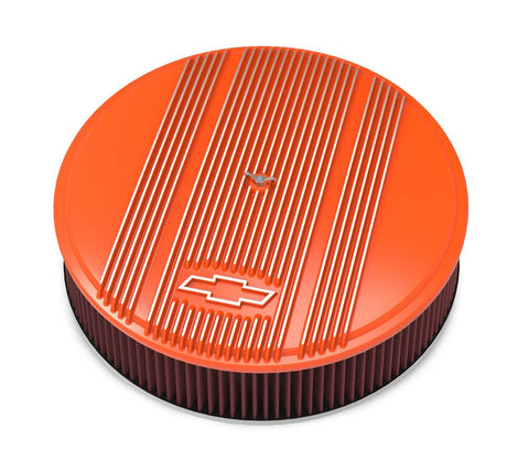 Holley Vintage Series GM Licensed Air Cleaner - Factory Orange Machined 14" x 3" Air Cleaner Kit w/ Premium Filter...