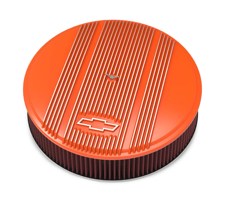 Holley Vintage Series GM Licensed Air Cleaner - Factory Orange Machined 14" x 3" Air Cleaner Kit w/ Premium Filter...
