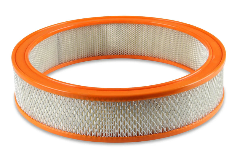 Holley Air Filter - 14"x3" - White Paper Element - Orange Ring Replacement paper air filter element 14" diameter an...