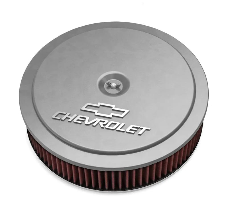 Holley GM Muscle Series Air Cleaner - Natural Machined 14" x 3" Air Cleaner Kit w/ Premium Filter - GM "Bowtie" and...