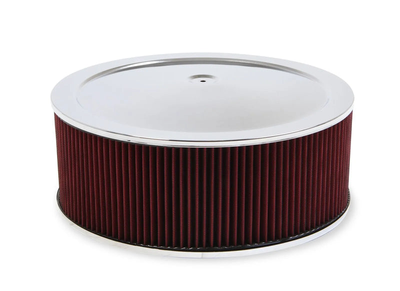 Holley 4500 Drop Base Air Cleaner Chrome w/6" Red Washable Gauze Filter