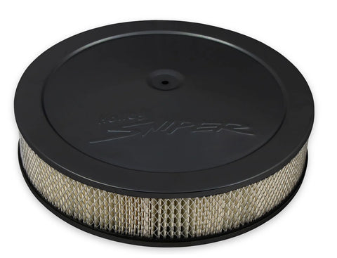 Holley Sniper Air Cleaner Assembly, 14" x 3" - Black Finish Stamped Steel Air Cleaner Assembly with Paper Filter Element