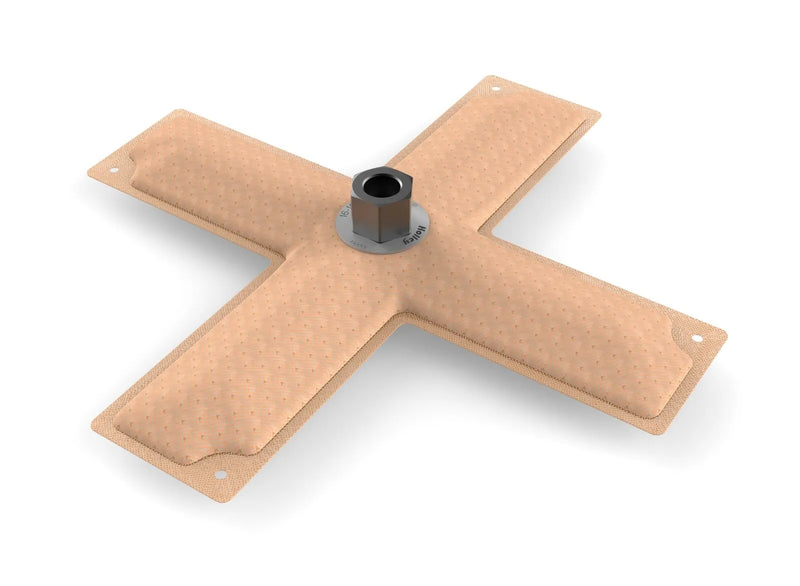 Holley 11" x 11" HydraMat®, Cross Center outlet pick-up with -3/8" NPT fitting. Fitting location designed for universal use.