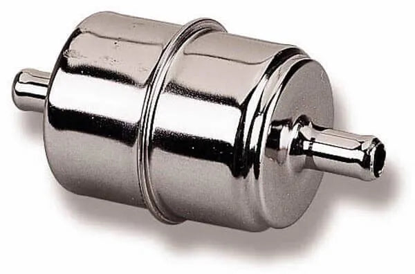 Holley Chrome Fuel Filter Street/Strip Carbureted Applications Post Filter Universal fit for 5/16" fuel line