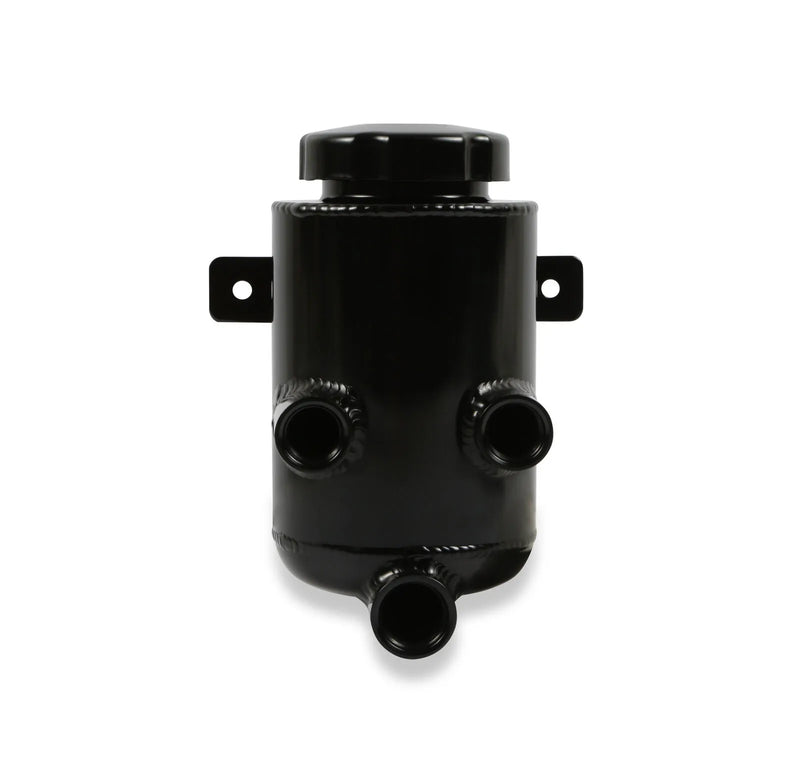 Holley Power Steering Remote Reservoir - Black Aluminum with Bracket — fits Plymouth Barracuda