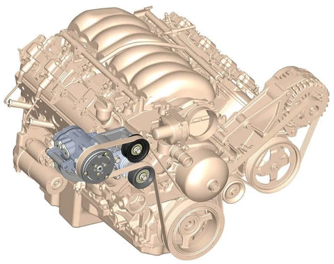 Holley - Includes SD7 A/C Compressor, Tensioner, & Pulleys- Polished Finish Passenger's Side A/C Bracket - Includes SD7 A/C Compressor, Tensioner, & Pulleys