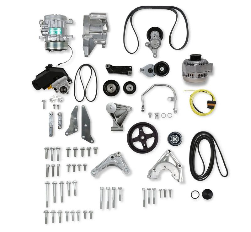 Holley Low Mount LSA Accessory Drive Bracket Kit - Complete - Natural Small Block Chevrolet - Gen III/IV - LSA