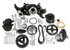 Holley Black Mid-Mount Complete Accessory System LS Engine Drive includes SD7 A/C Compressor, Alternator, P/S Pump, Tensioner, Crank Damper, Belt, & Pulleys