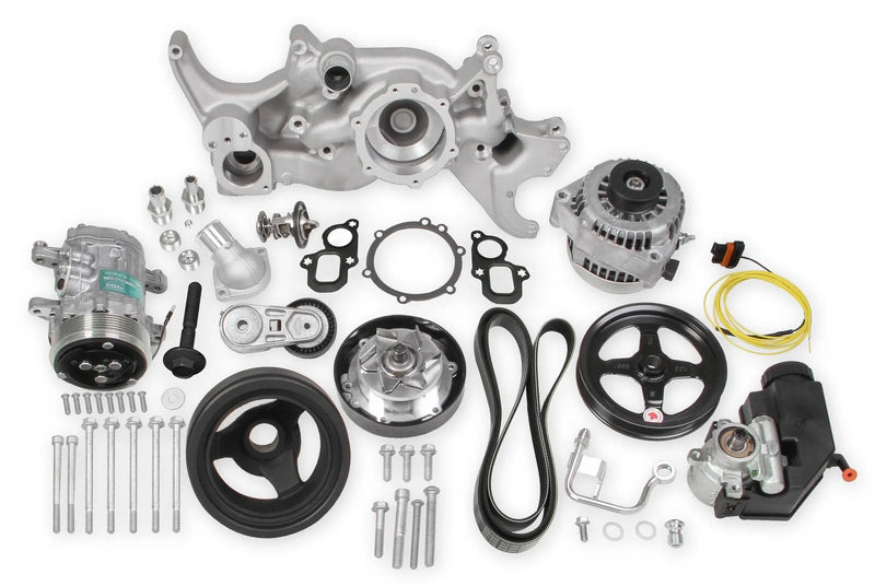 Holley - Gen V LT Engines - Standard Damper - Natural Complete GM Gen V LT Accessory Drive System w/ Alt, P/S, A/C...