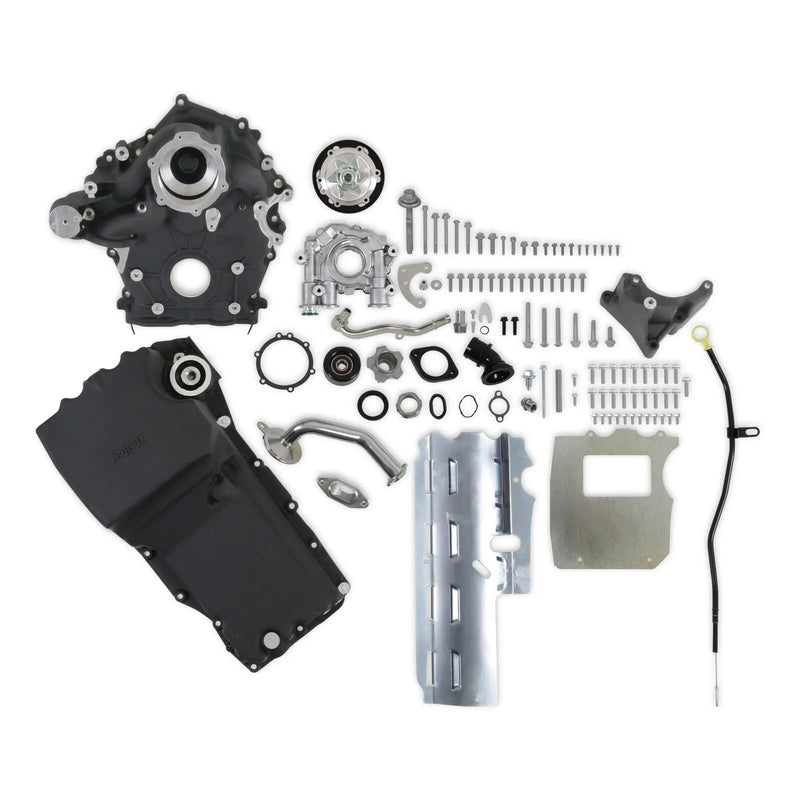 Holley - With Swap Oil Pan and Pump - Base Kit - Black Fits Ford 7.3L Godzilla - Includes Timing Cover/Coolant Mani...
