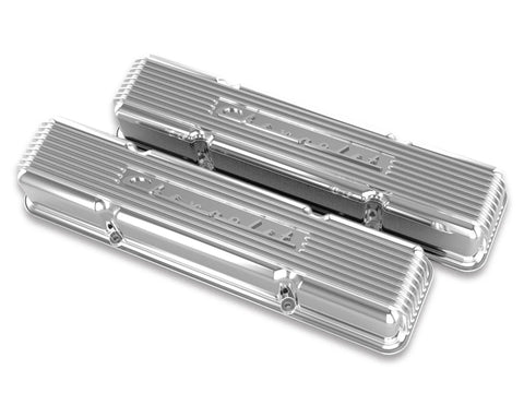 Holley GM Licensed Vintage Series SBC Valve Covers GM Style Finned "Script" Perimeter Bolt Valve Cover Pair SBC - P...