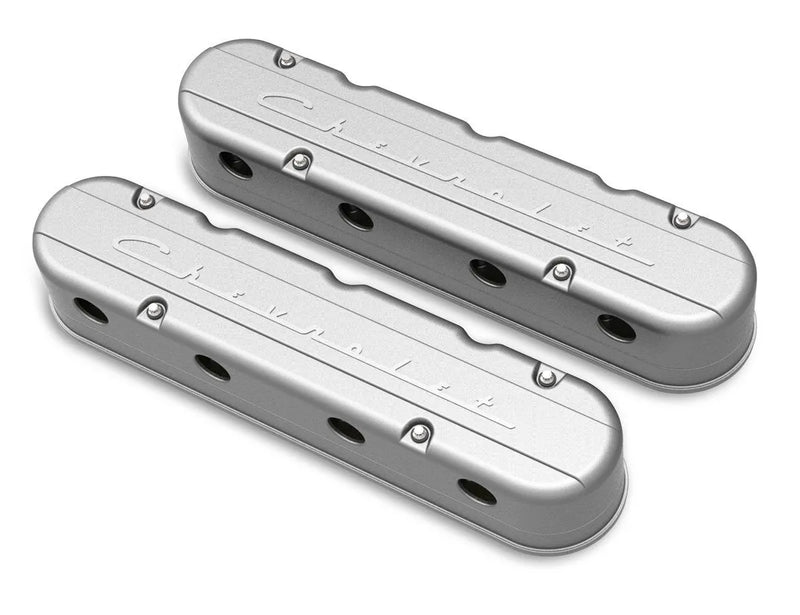 Holley 2-Piece "Chevrolet" Script Valve Cover - Gen III/IV LS - Natural Chevrolet Gen III/IV LS - Cast Aluminum - C...