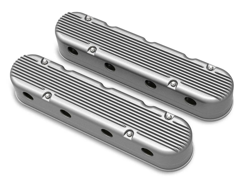 Holley 2-Piece Finned Valve Cover - Gen III/IV LS - Natural Chevrolet Gen III/IV LS - Cast Aluminum - Coil-Mounting...