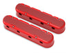 Holley 2-Piece Finned Valve Cover - Gen III/IV LS - Gloss Red Machined Chevrolet Gen III/IV LS - Cast Aluminum - Coil-Mounting Base & Integrated Coil Cover