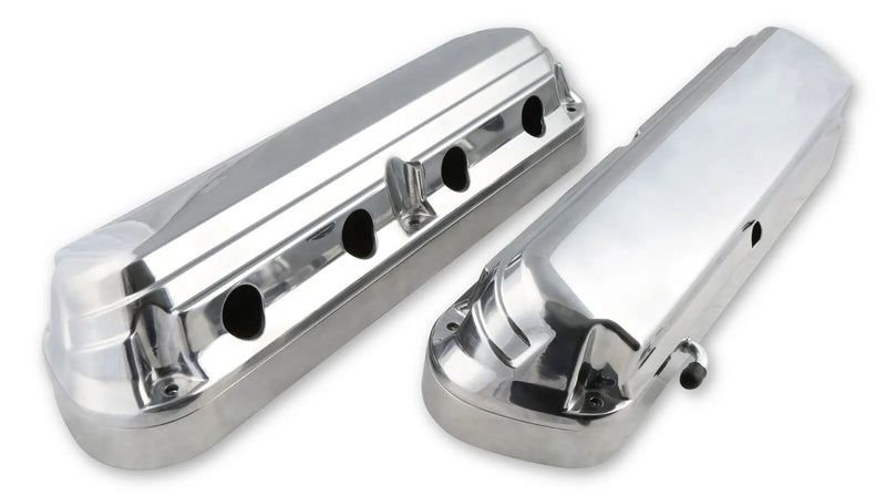 Holley 2-Piece Ford Style Valve Cover - Gen III/IV LS - Polished Chevrolet Gen III/IV LS - Cast Aluminum - Coil-Mounting Base & Integrated Coil Cover