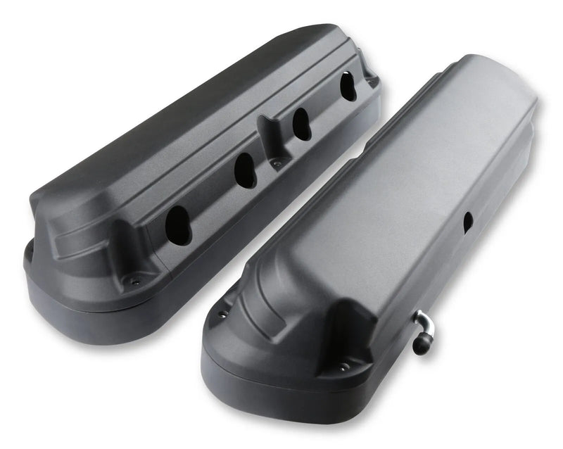 Holley 2-Piece Ford Style Valve Cover - Gen III/IV LS - Satin Black Chevrolet Gen III/IV LS - Cast Aluminum - Coil-Mounting Base & Integrated Coil Cover