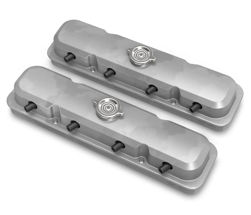 Holley 2-Piece Pontiac Style Valve Cover - Gen III/IV LS - Natural Chevrolet Gen III/IV LS - Cast Aluminum - Coil-Mounting Base & Integrated Coil Cover