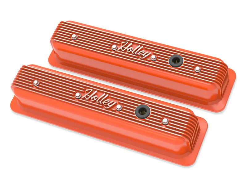Holley - SBC - Center Bolt - Factory Orange Machined Small Block Chevrolet - ZZ6/Vortec - Center Bolt Valve Cover - Emissions Provision