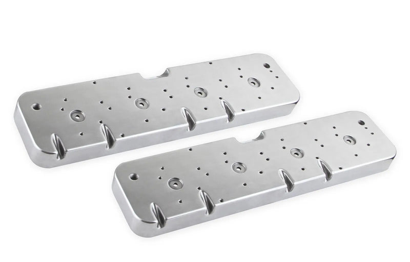 Holley LS Valve Cover Adapter Plates Small Block Chevy to LS - Polished Finish — fits Chevrolet Suburban 1500