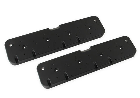 Holley LS Valve Cover Adapter Plates Small Block Chevy to LS - Black Finish — fits Chevrolet Suburban 1500