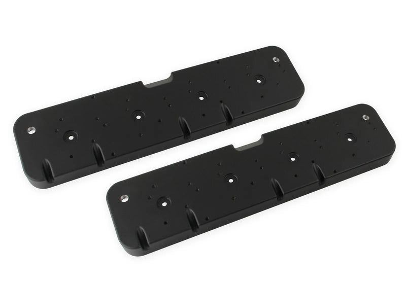 Holley LS Valve Cover Adapter Plates Small Block Chevy to LS - Black Finish — fits Chevrolet Suburban 1500
