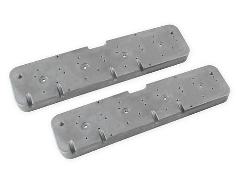 Holley LS Valve Cover Adapter Plates Small Block Chevy to LS - Natural Finish — fits Chevrolet Suburban 1500