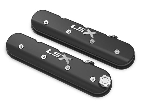 Holley Tall LS Valve Cover with LSX Logo - Satin Black Machined Finish — fits Chevrolet Camaro Gen 4