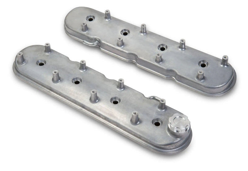 Holley LS Valve Covers - Natural Cast Standard Height LS Valve Covers w/ Coil Mounting Posts, Cast Aluminum - Natur...