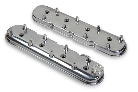 Holley LS Valve Covers - Polished Standard Height LS Valve Covers w/ Coil Mounting Posts, Cast Aluminum - Polished...