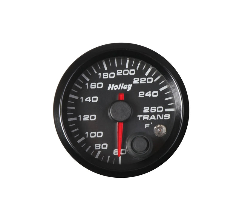 Holley Analog Style Transmission Temperature Gauge Black 2-1/16" Transmission Temperature 60-260°F- logo
