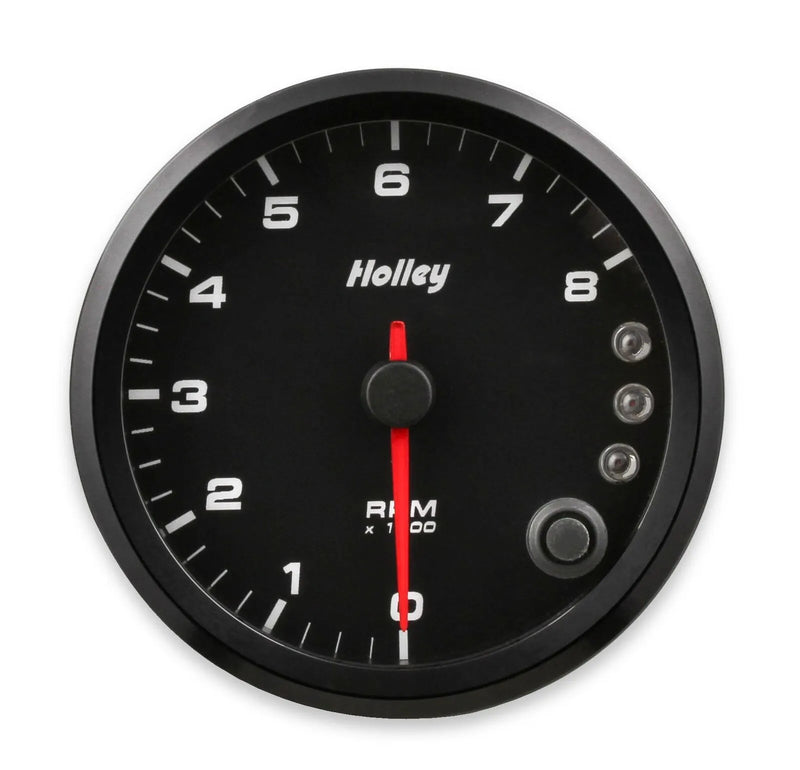 Holley Analog-Style Tachometer Black 3-3/8" Tachometer 0-8K Standalone w/ Internal Shiftlight- logo