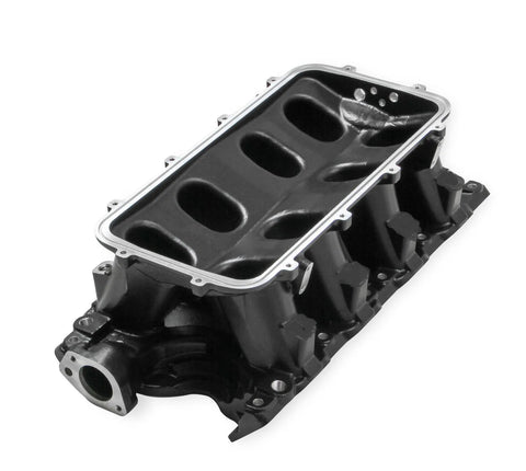 Holley Black 351W Ford Hi-Ram Carbureted Manifold Base Black Ford 351W 9.5" Deck Ford Hi-Ram Intake Manifold Base