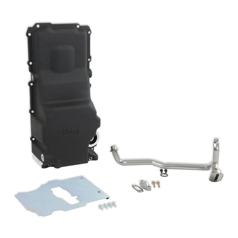 Holley GM LS Swap Oil Pan - Black - Most Front Clearance — fits Chevrolet Camaro Gen 4
