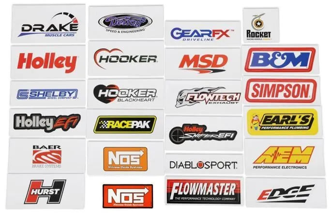 Holley Sticker Pack for Muscle Car Enthusiasts 24 stickers of muscle car brands