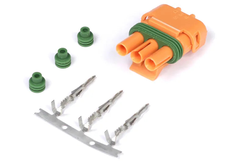 Haltech Plug and Pins Only - Delco Weather Pack 3 Pin GM Style MAP Sensor Connector - Orange