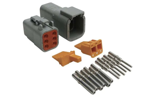 Haltech Plug and Pins Only - Matching Set of Deutsch DTM-6 Connectors - 7.5 Amp