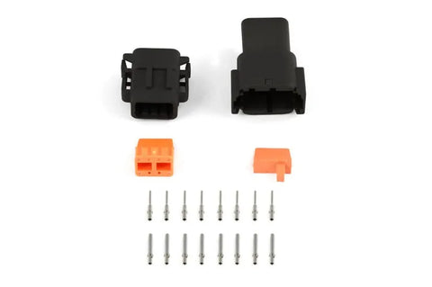 Haltech Plug and Pins Only - Matching Set of Deutsch DTM-8 Connectors - Black Keyway B - 7.5 Amp