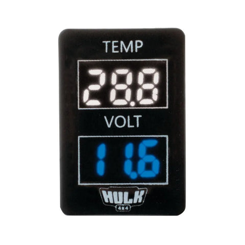 Hulk 4x4 Dual Voltmeter DC & Temperature - White & Blue Led (Late Toyota)