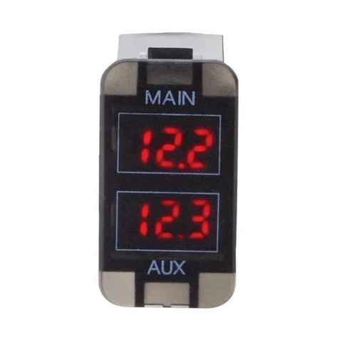 Hulk 4x4 Dual DC Battery Voltmeter - Red Led (Hilux 05-13/FJ Cruiser 07-13) — fits Toyota Landcruiser Prado 120 Series
