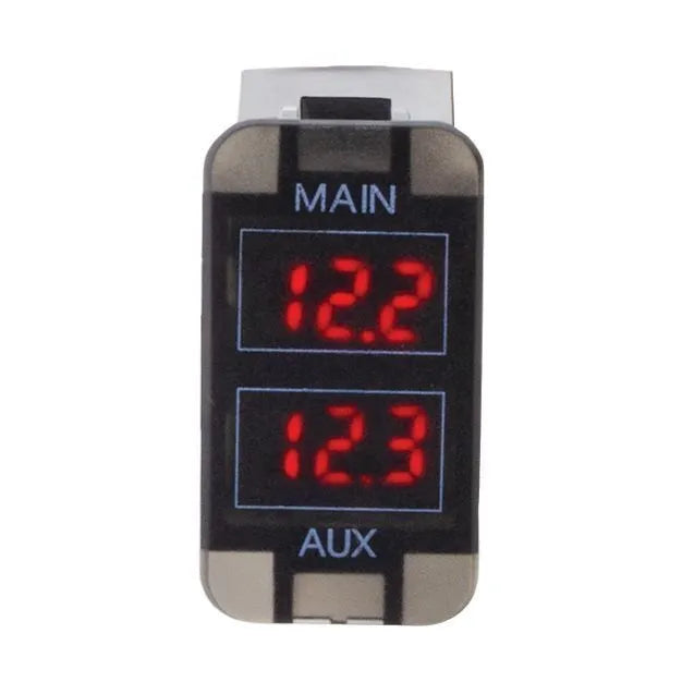 Hulk 4x4 Dual DC Battery Voltmeter - Red Led (Hilux 05-13/FJ Cruiser 07-13) — fits Toyota Landcruiser Prado 120 Series