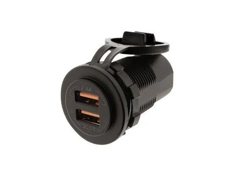 Hulk 4x4 Dual USB White Socket Port 1 2.4A Port 2: Qc3.0 Non Led - Black