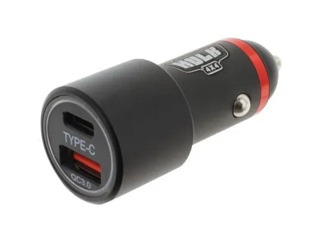 Hulk 4x4 Dual USB In Car Socket Charger - USB Type C & QC3.0
