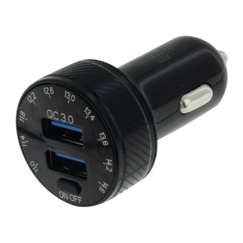 Hulk 4x4 Dual USB in Car Socket Charger Dual Qc3.0 w/ Voltmeter & Switch