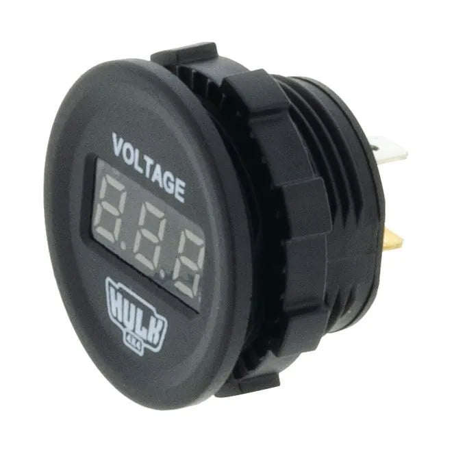 Hulk 4x4 Voltmeter 5-30V DC Green Led 29mm Dia