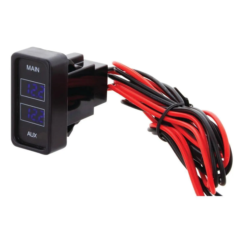 Hulk 4x4 Rectangle Rocker Dual Voltmeter - Blue Led