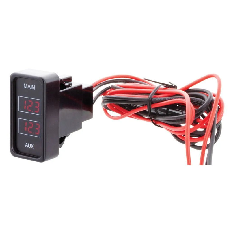 Hulk 4x4 Rectangle Rocker Dual Voltmeter - Red Led