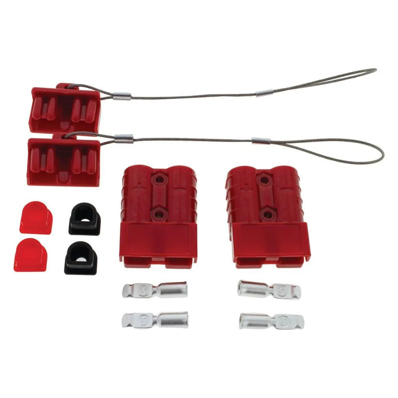 Hulk 4x4 Pkt 2 50Amp Connector Kit w/2X Plastic Covers 4X Cable - Red