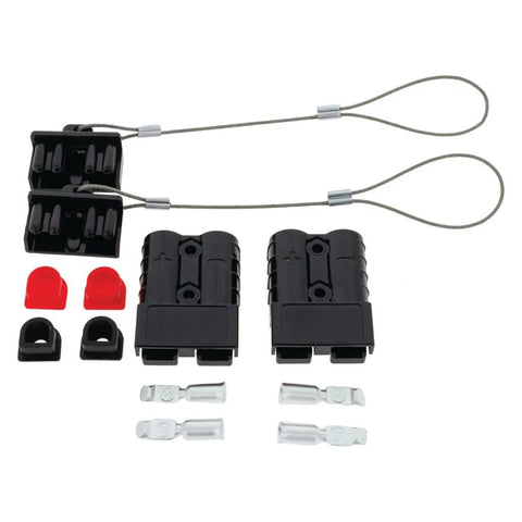 Hulk 4x4 Pkt 2 50Amp Connector Kit w/2X Plastic Covers 4X Cable - Black
