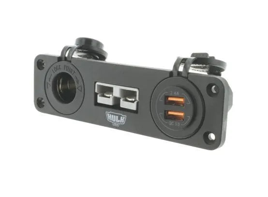 Hulk 4x4 Triple Flush Mount Housing w/50A Plug, Accessory Power Socket & Dual USB Ports